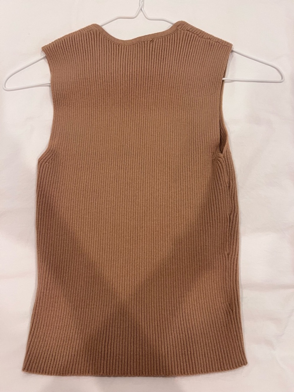 Akair Ribbed V-Neck Tank Top in Camel - Picture 2 of 3